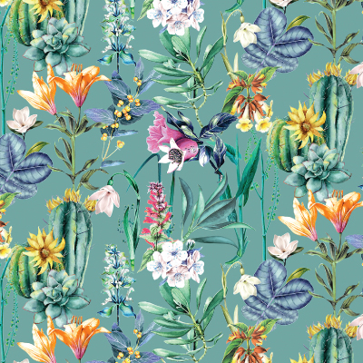 Silkhouse Bloomingdale - Arizona Botanical Dual-Purpose Fabric in Sea Glass (280cm Wide)