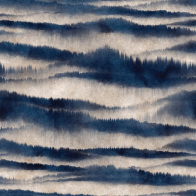 Silkhouse Borneo - Yukon Abstract Scenic Stripe Dual-Purpose Fabric in Ink (280cm Wide)