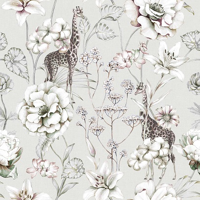 Out Of Africa Ozzie Mist Printed Cotton Fabric (280cm Wide)