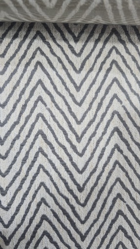 River Fabric Caviar Pewter Chevron 83% Polyester / 9% Linen / 8% Cotton Curtain Fabric – 2.8 m Wide, 270 GSM