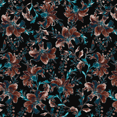 Silkhouse Bloomingdale - Balmoral Botanical Dual-Purpose Fabric in Midnight Glow (280cm Wide)