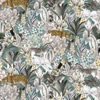 Silkhouse Shangrila Rainbow Wildlife Fabric 280cm