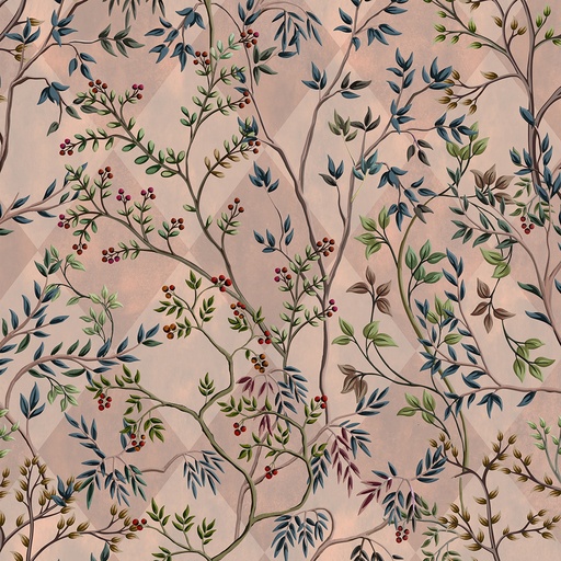 Velvet Fever Enchanted Forrest Coral Digitally Printed Velvet (140cm Wide)