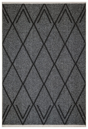 Crossland Anthracite Geometric Rug - Silkhouse 200×290 cm Low Pile